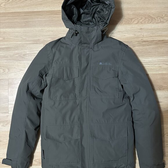 Mountain Warehouse Olive EXTREME Goose Down Parka Coat Mens XS Warm Waterproof - Picture 1 of 5